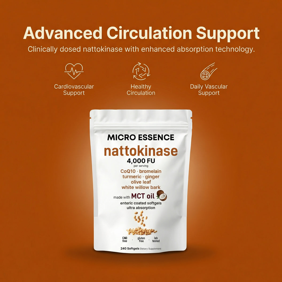 Nattokinase 4,000 FU - 7-in-1 Heart & Blood Flow Complex