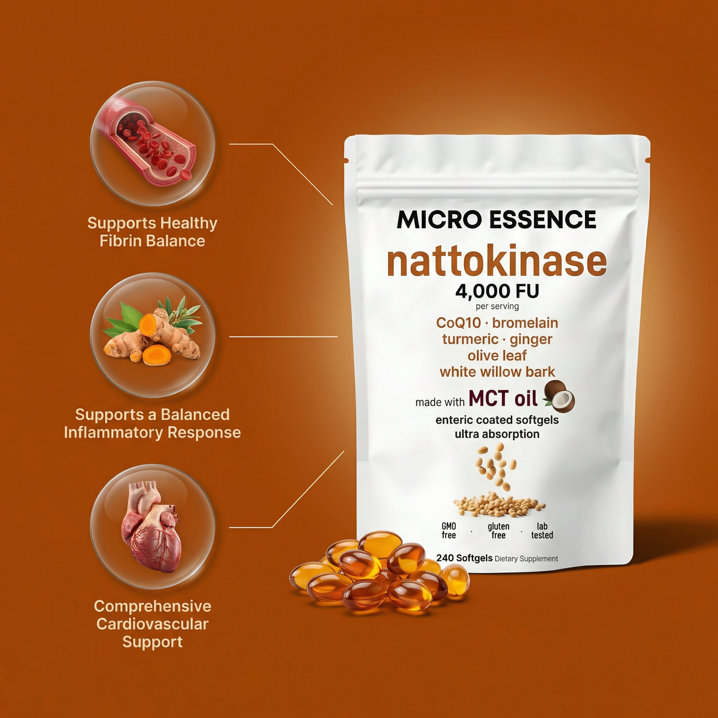 Nattokinase 4,000 FU - 7-in-1 Heart & Blood Flow Complex